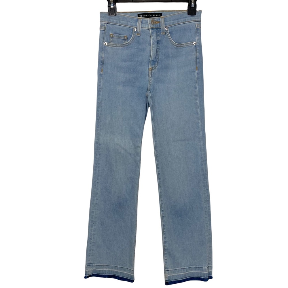 Veronica Beard Jackie 10” In Sky W/Fray Straight Leg Jeans Size 25 EUC - Picture 6 of 13